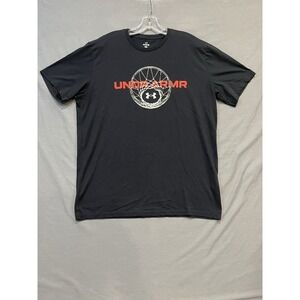 Under Armor Shirt Men's XL Black Basketball Hoops Loose Fit Crew Neck Loose Fit